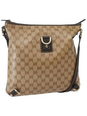 Authentic GUCCI GG Crystal Abbey Bag Coated Canvas Outlet Beige Gold 268642